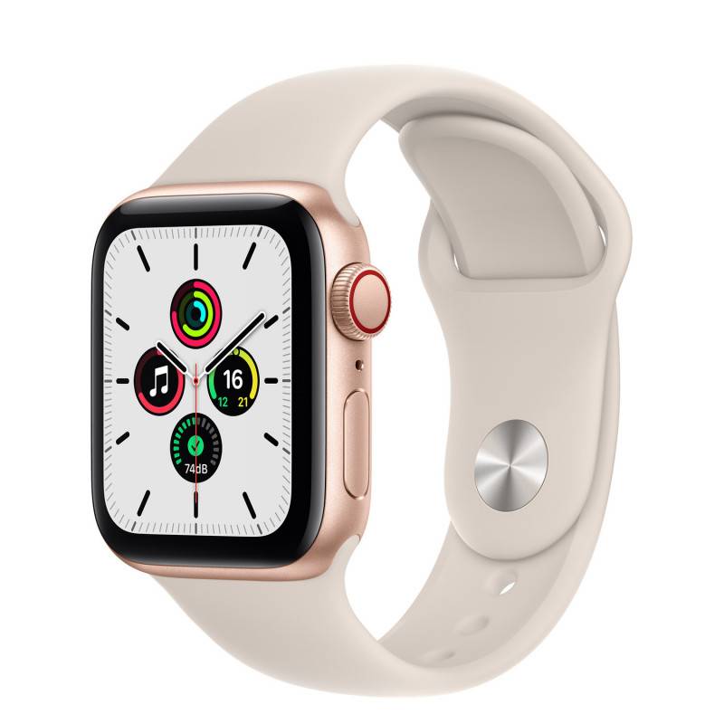 【未啟用福利品】Apple Watch SE LTE 44mm 金色鋁金屬錶殼星光色運動型錶帶(2021)