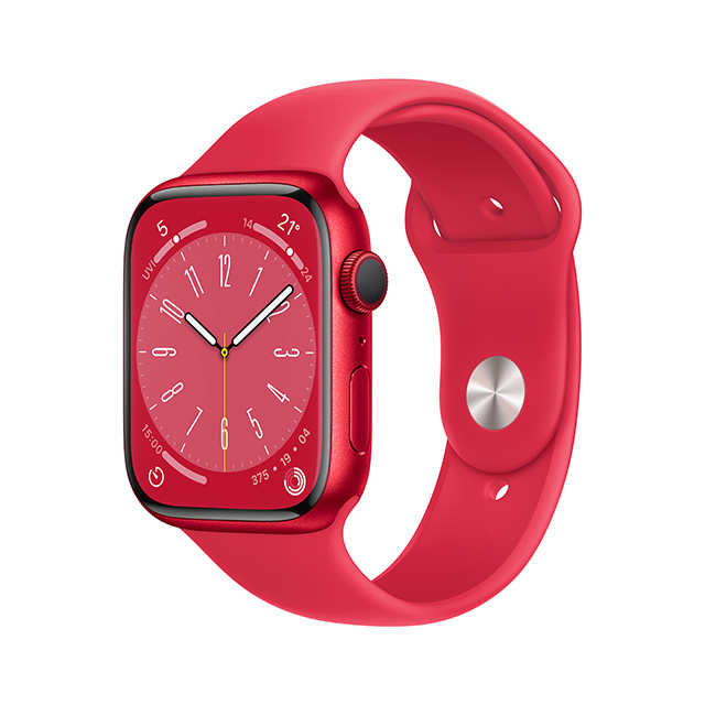【未啟用福利品】Apple Watch Series 8 (GPS + Cellular) 45mm 紅色鋁金屬-紅色運動型錶帶