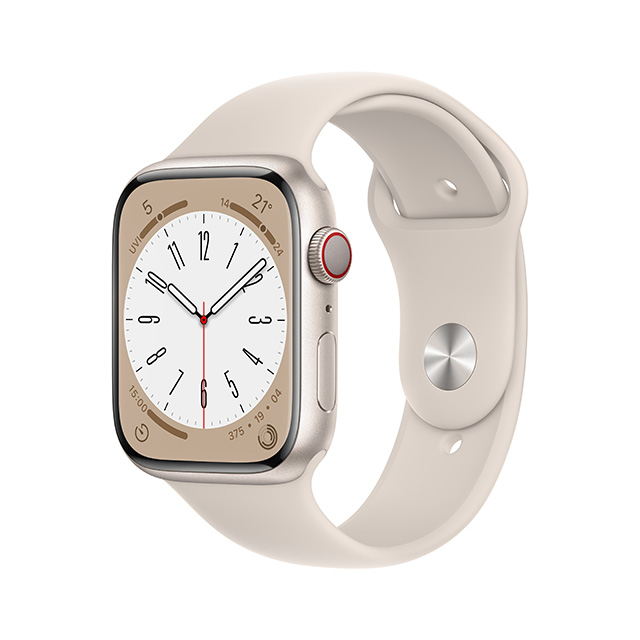 Apple Watch Series 8 (GPS) 45mm 星光色鋁金屬錶殼 星光色運動型錶帶