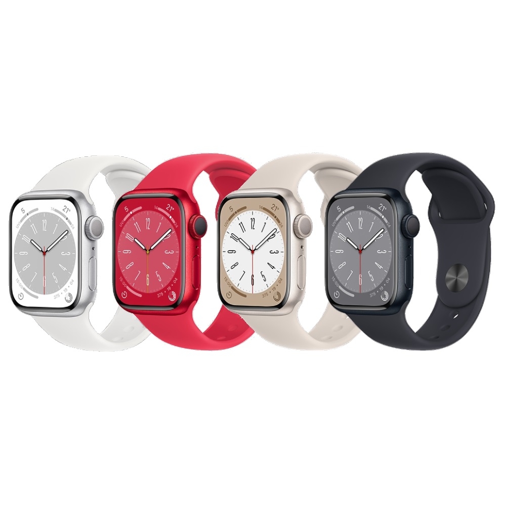 Apple 蘋果 【Ａ級福利品下】Watch S8 GPS 45mm 鋁金屬 午夜 / 星光 / 銀色 / 紅色