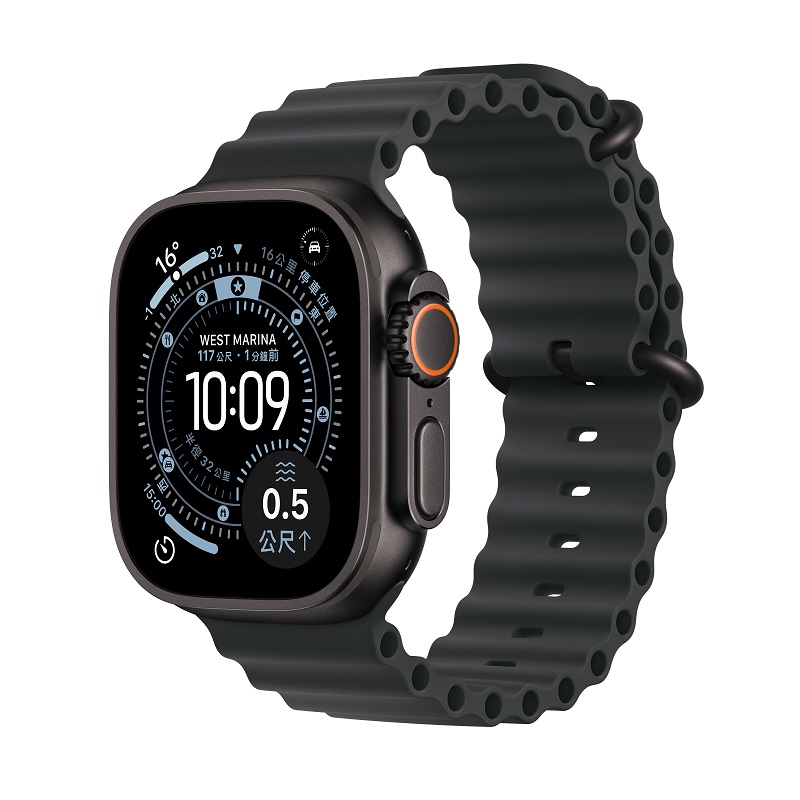 Apple 蘋果 Apple Watch Ultra 3 GPS + LTE 49mm 黑色鈦 錶殼搭配黑色海洋錶帶
