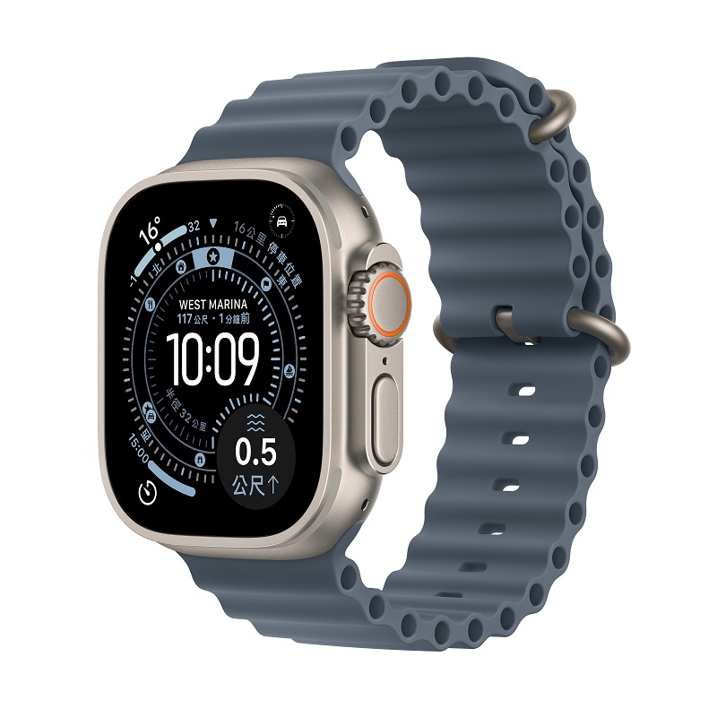 Apple 蘋果 Apple Watch Ultra 3 GPS + LTE 49mm 原色鈦金屬錶殼搭配錨藍色海洋錶帶