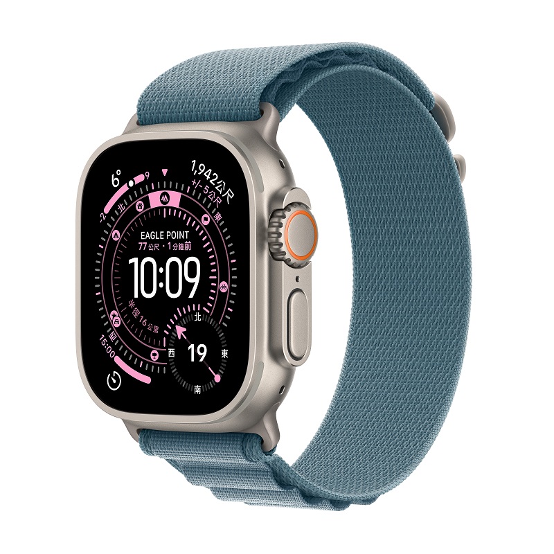 Apple 蘋果 Apple Watch Ultra 3 GPS + LTE 49mm 原色鈦金屬錶殼搭配淡藍色高山錶環