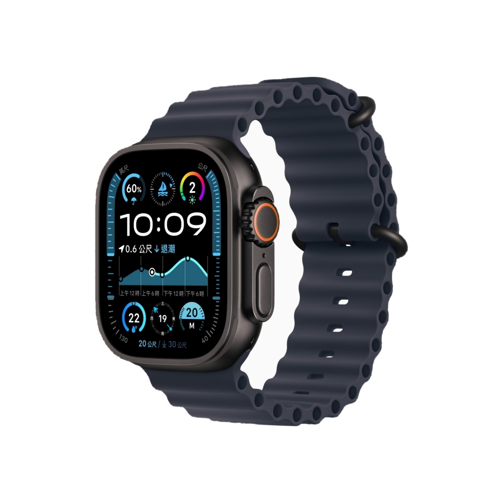 Apple Watch Ultra 2 GPS + LTE 49 mm 黑色鈦金屬錶殼配海軍藍色海洋錶帶
