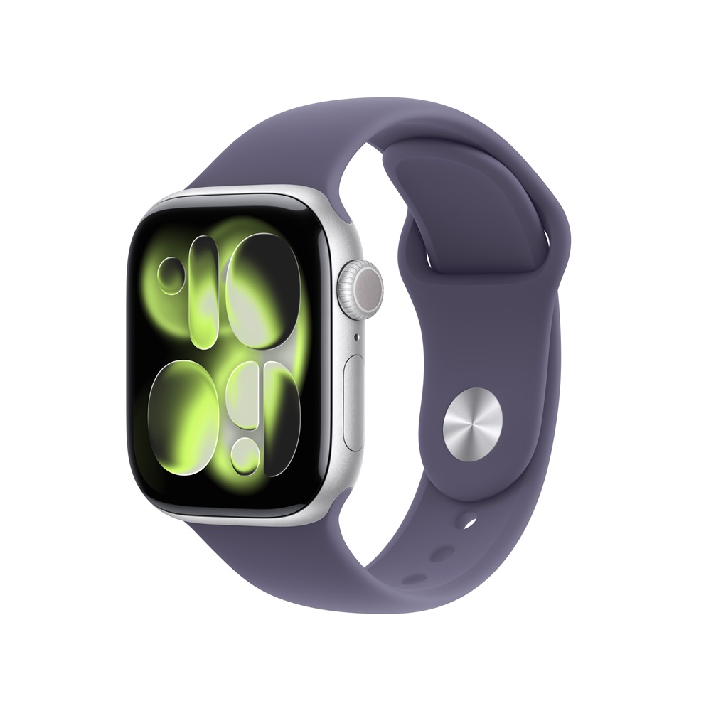 Apple 蘋果 Apple Watch Series 11 GPS 42mm 銀色鋁金屬錶殼搭配霧紫色運動錶帶