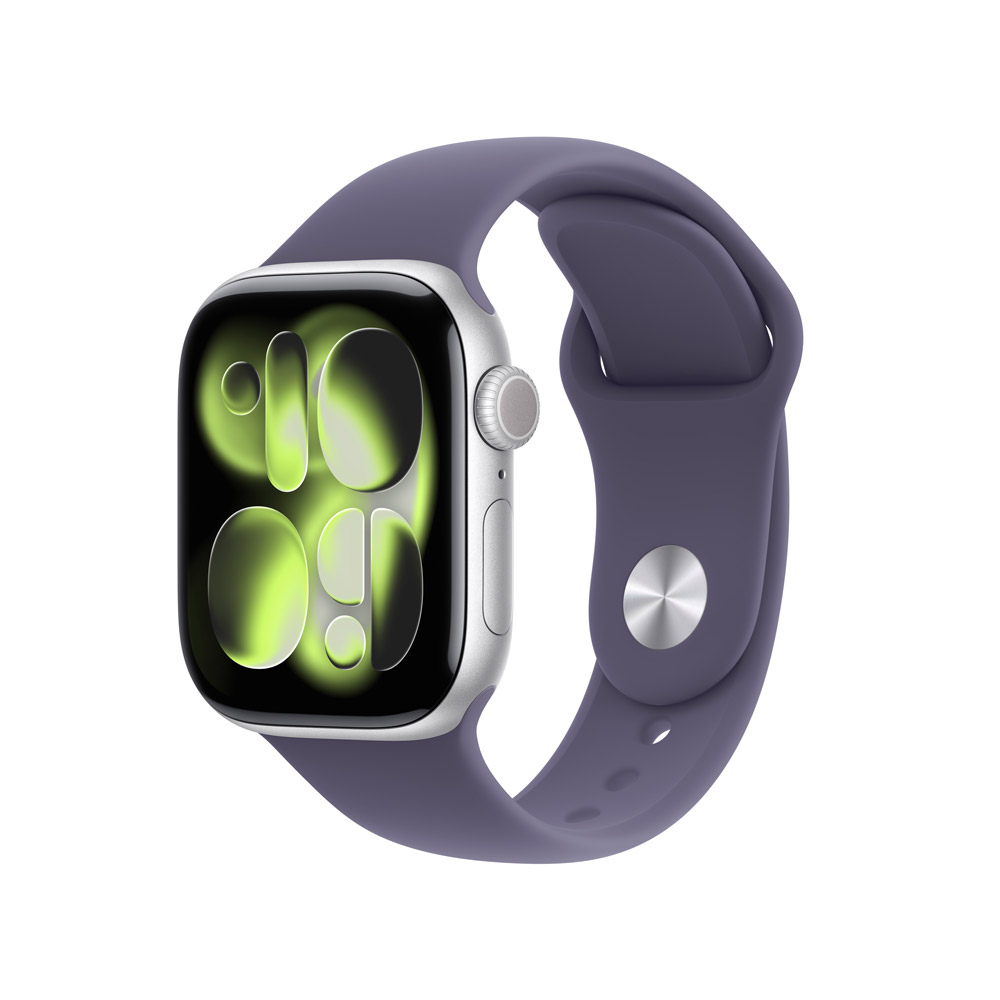 Apple 蘋果 Apple Watch Series 11 GPS 42mm 銀色鋁金屬 錶殼搭配 霧紫色 運動錶帶