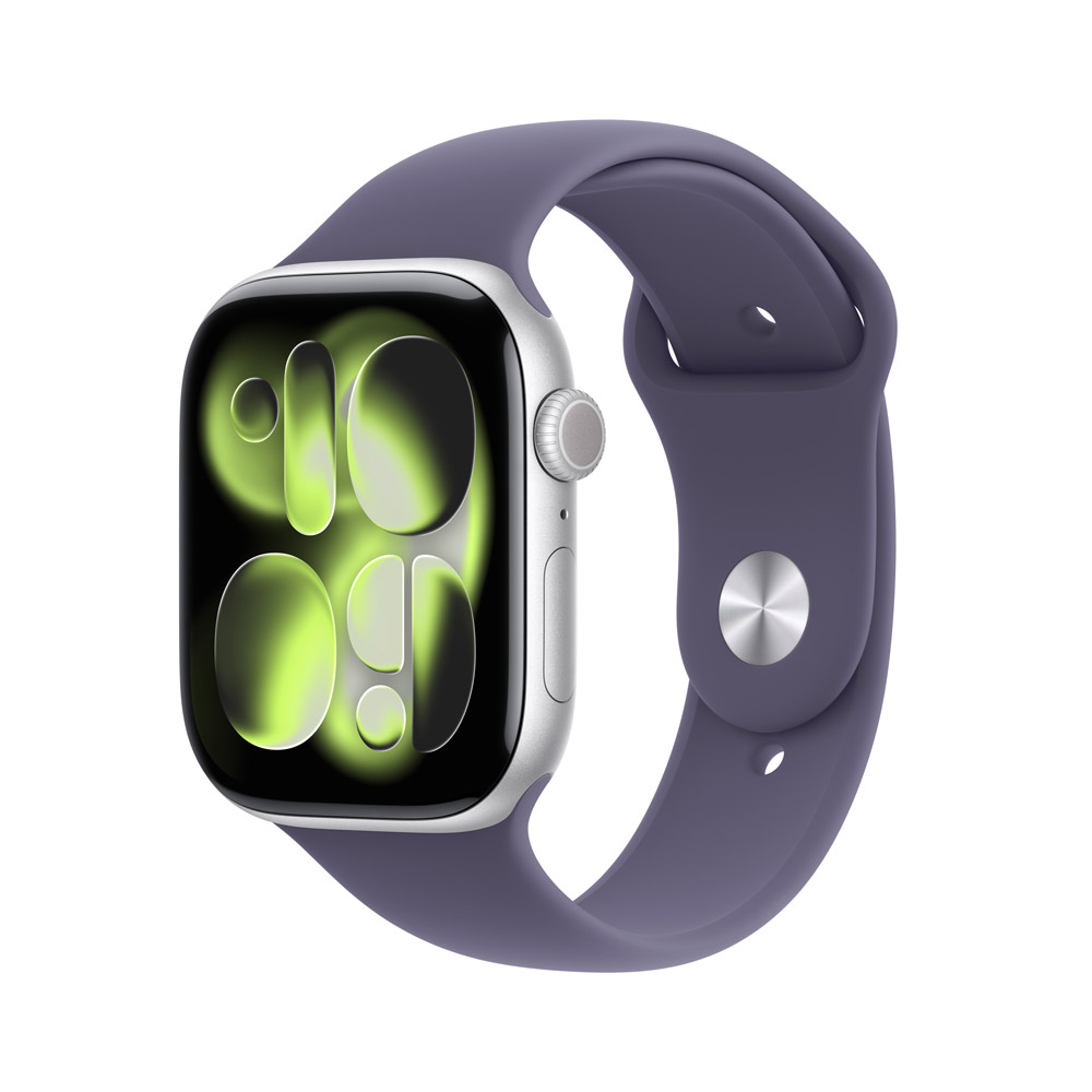 Apple 蘋果 Apple Watch Series 11 GPS 46mm 銀色鋁金屬 錶殼搭配 霧紫色 運動錶帶