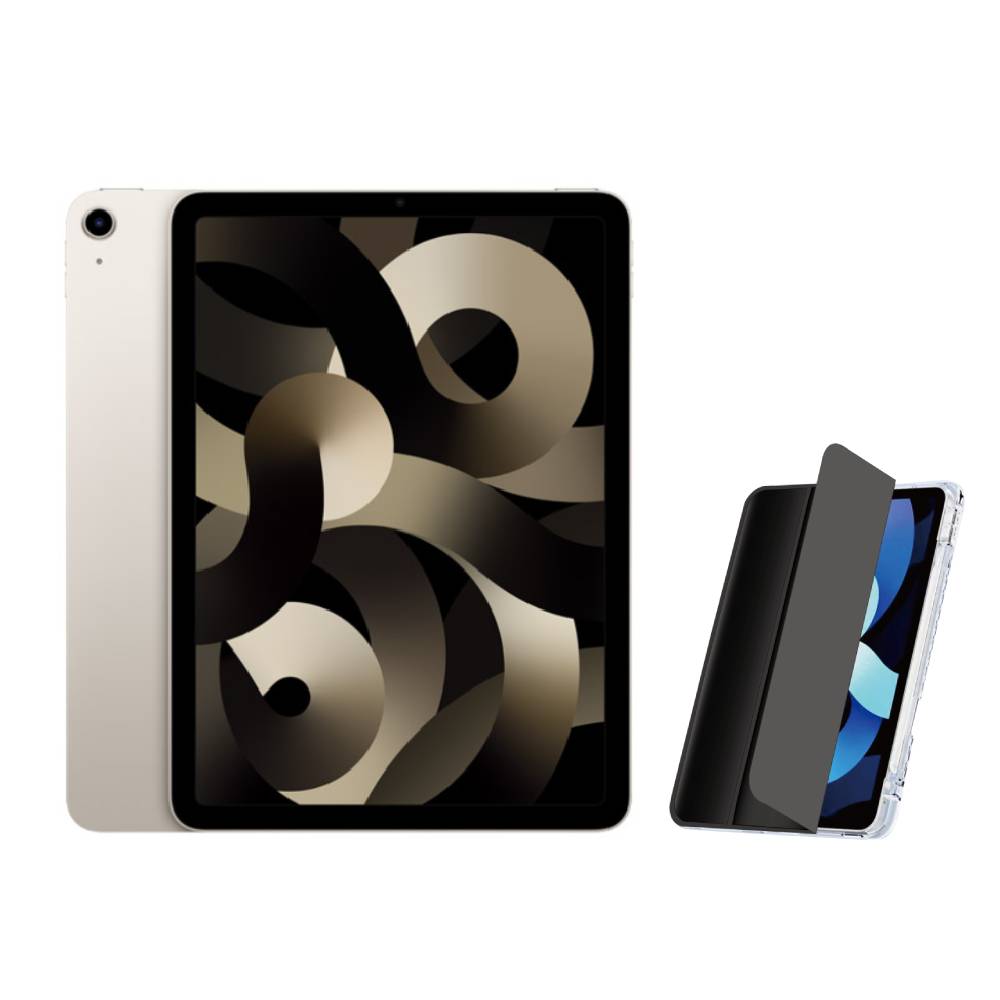 2022 Apple iPad Air 5 10.9吋 256G WiFi 星光色+三折休眠防摔殼+高透光滿版保護貼