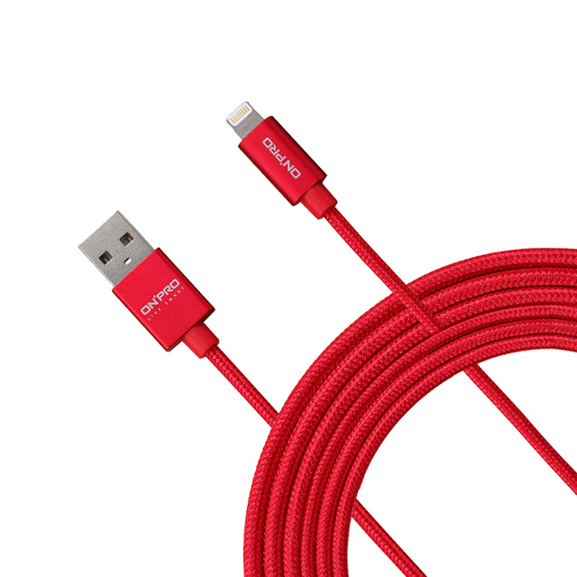 ONPRO UC-MFIM 金屬質感 MFI 認證 Lightning USB充電傳輸線【可樂紅-2M】