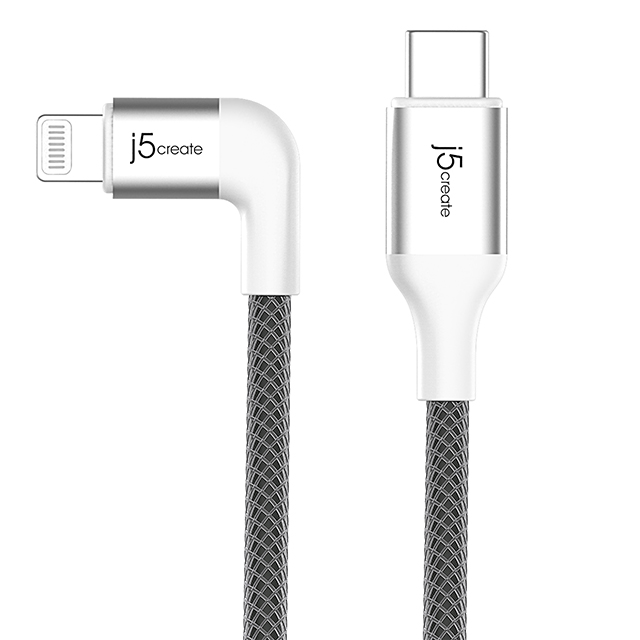 KaiJet j5create Type-C轉Lightning L型充電傳輸線 1.2米-JALC15W(星鑽銀)