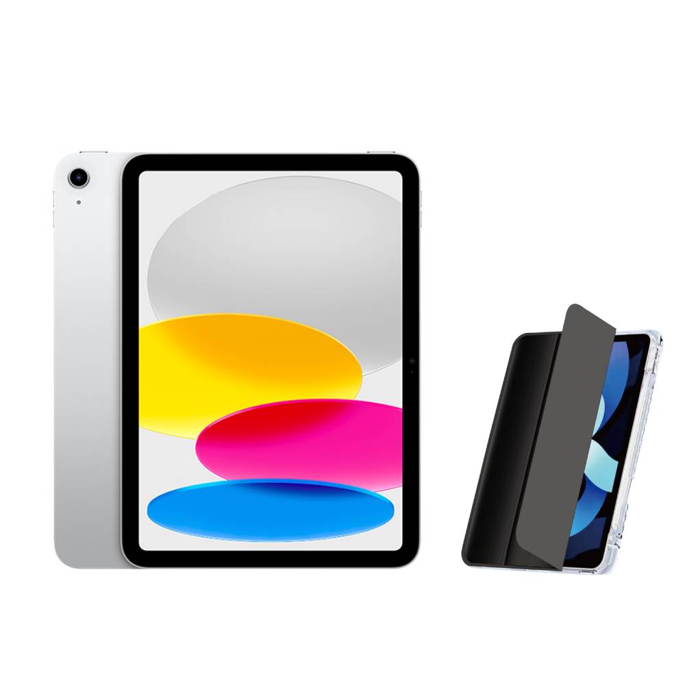 Apple 第十代 iPad 10.9吋 64G WiFi 銀色 (MPQ03TA/A)+三折休眠防摔殼+高透光滿版保護貼
