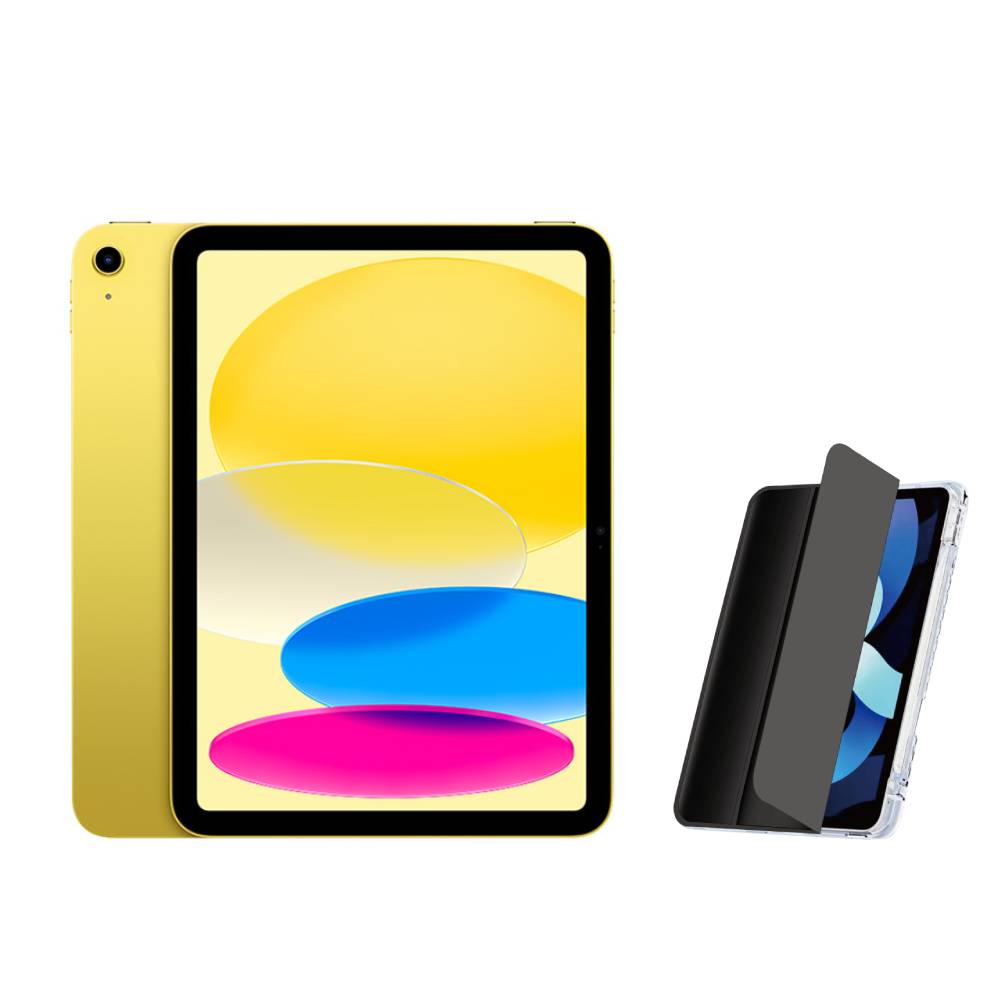 Apple 第十代 iPad 10.9吋 64G WiFi 黃色 (MPQ23TA/A)+三折休眠防摔殼+高透光滿版保護貼