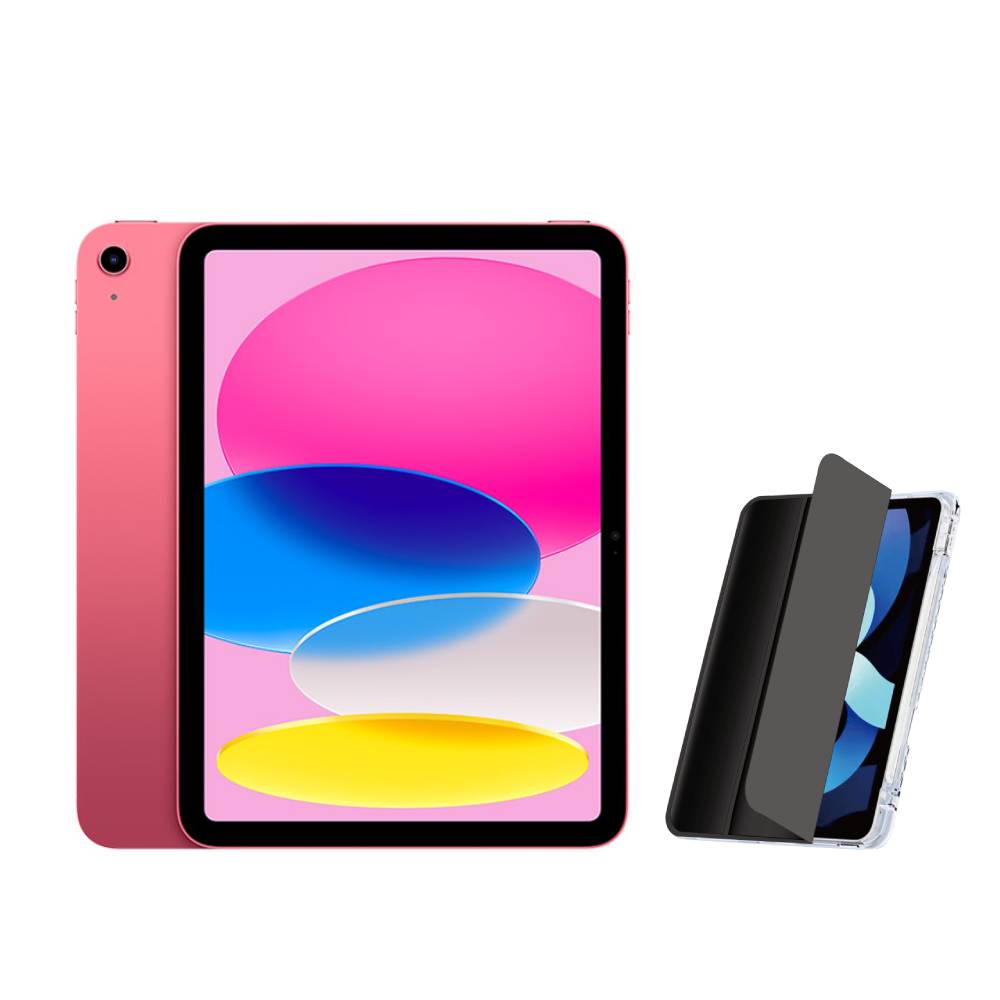 Apple 第十代 iPad 10.9吋 256G WiFi 粉紅色 (MPQC3TA/A)+三折休眠防摔殼+高透光滿版保護貼
