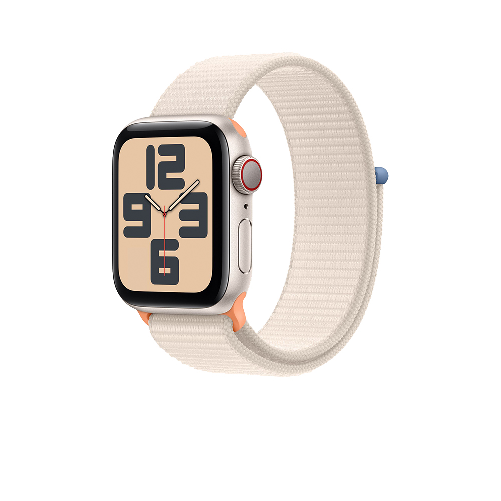 Apple Watch SE 44mm (GPS+Cellular)星光色鋁金屬錶殼；星光色運動型錶環