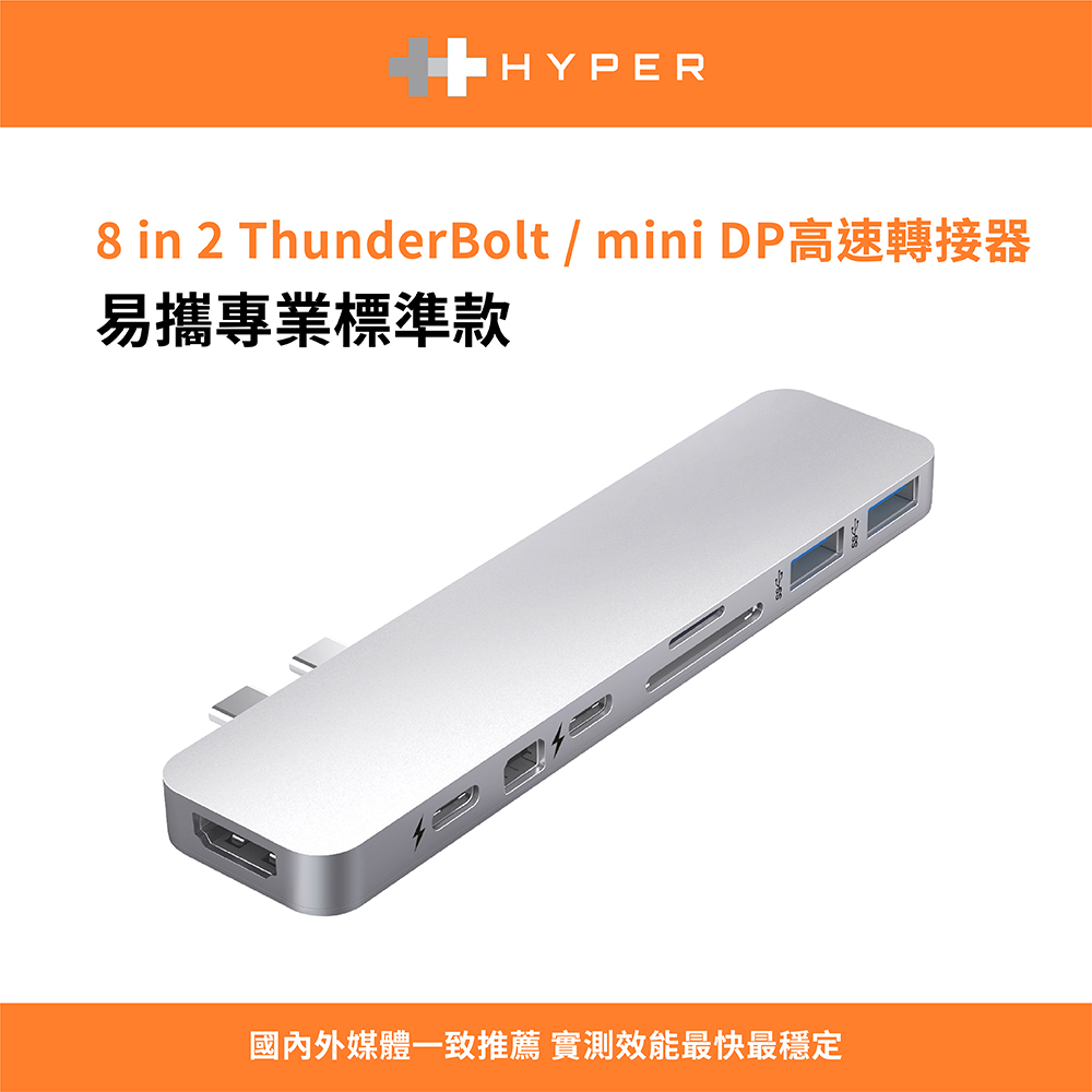 HyperDrive 8-in-2 USB-C Hub-銀