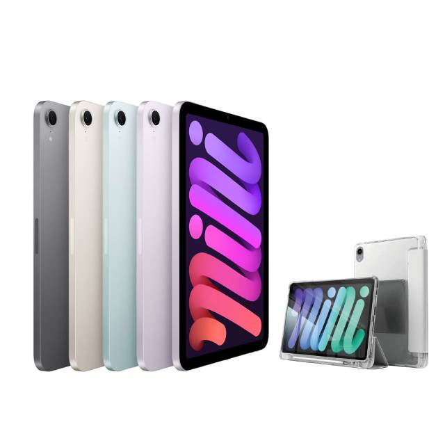 Apple 蘋果 第七代 iPad mini 8.3 吋 512G WiFi+高透光滿版保護貼+三折休眠防摔殼超值組