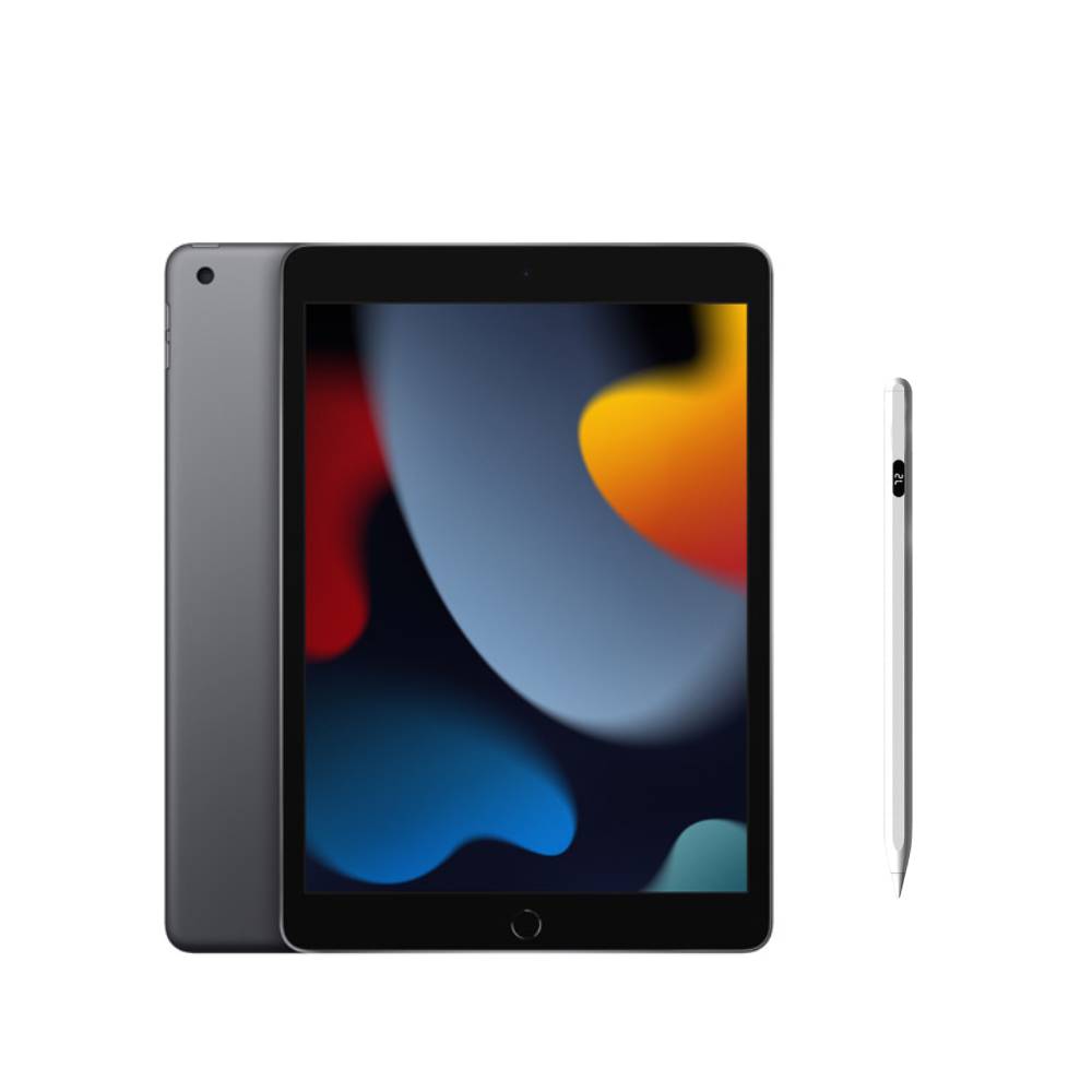 Apple 第九代 iPad 10.2 吋 256G WiFi 太空灰+電量顯示磁力吸附觸控筆