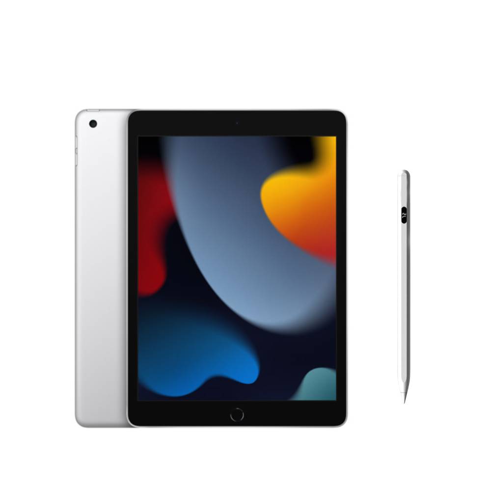 Apple 第九代 iPad 10.2 吋 256G WiFi 銀色+電量顯示磁力吸附觸控筆