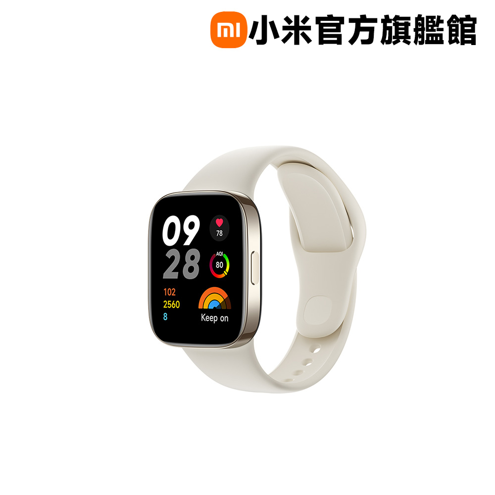 Xiaomi 小米 Redmi Watch 3 象牙白搭載 1.75 吋大型 AMOLED 螢幕，時尚金屬質感設計，內建多系統 GNSS，提供精準定位與運動追蹤功能，輕巧舒適，適合日常佩戴與運動使用。