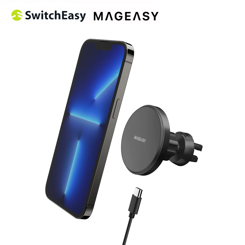 SwitchEasy MagMount 磁吸無線充電 黏膠底座+冷氣風口夾 二合一車用手機支架