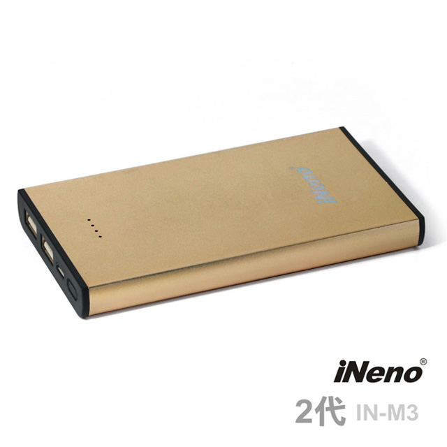 【日本iNeno】IN-M3 2代 超薄極簡時尚美學鋁合金行動電源8800mAh (台灣BSMI認證)-奢華金