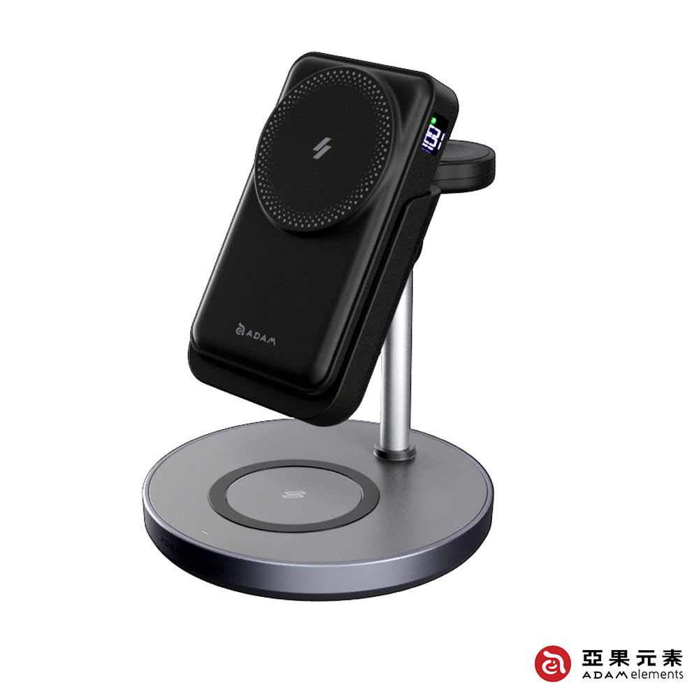 ADAM 亞果元素 Mag 5 五合一磁吸行動充電站 附美規充電器 10,000mAh 數顯 Wh已標示 19.25 Wh