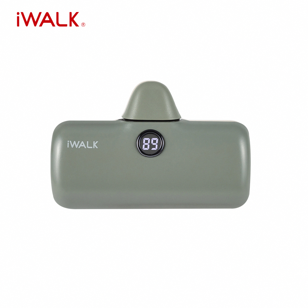 【iWALK】Pro 五代 Lightning 快充數顯版 直插式口袋電源 行動電源 4800mAh-叢林綠