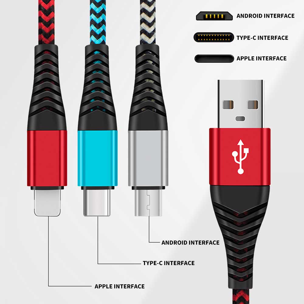 USB A to Lightning 3A快充尼龍編織傳輸充電線1M-藍色