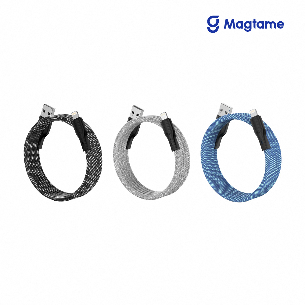 Magtame USB-A to Lightning 圓線款 磁性快收納充電傳輸線 1M