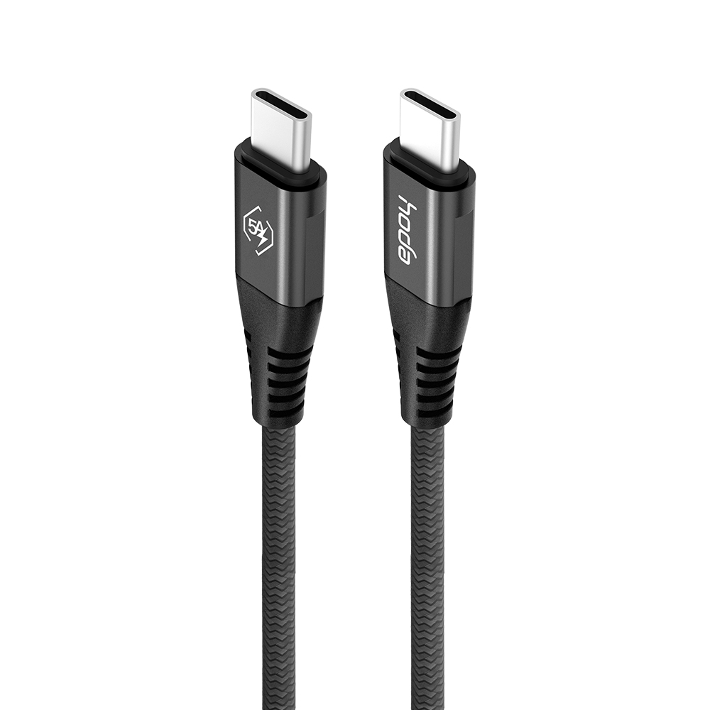 hoda 100W 5A 150cm USB-C to USB-C W1 尼龍編織5A快速充電傳輸線 - 黑色