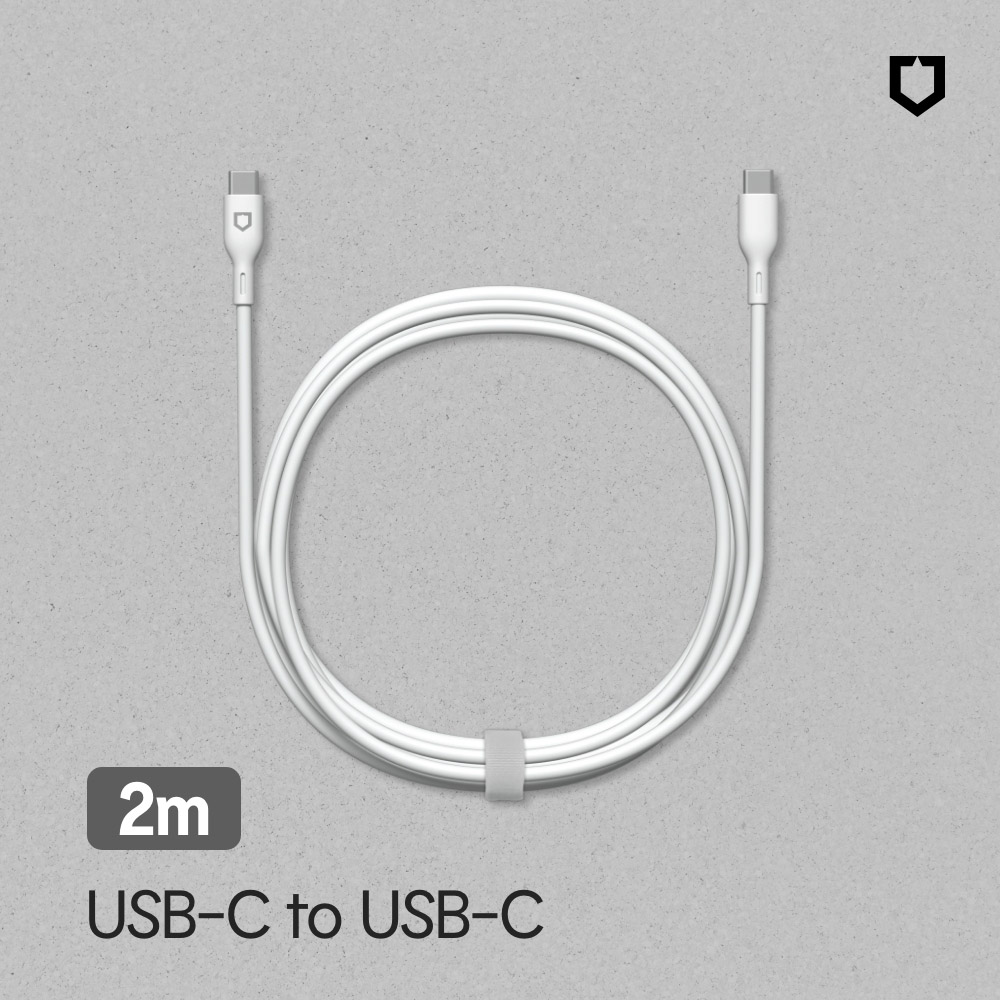 【犀牛盾】USB-C to USB-C 白色傳輸充電線 2公尺