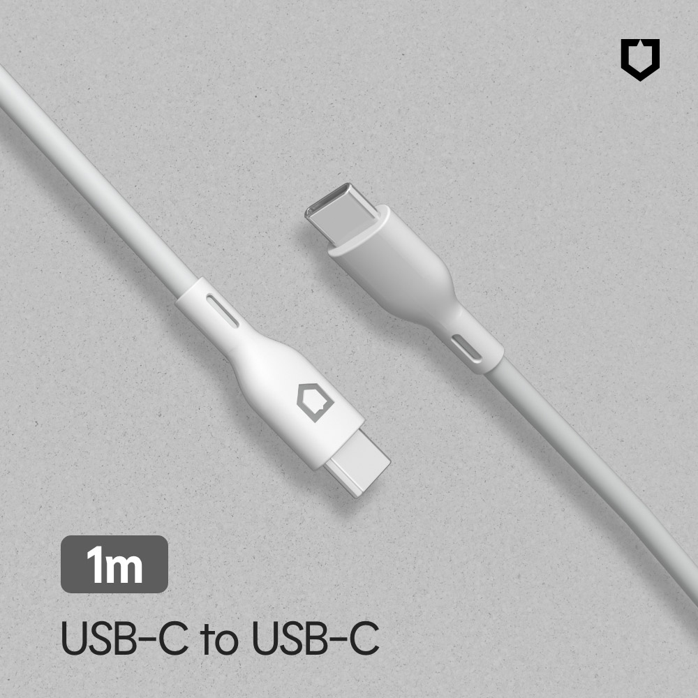 【犀牛盾】USB-C to USB-C 白色傳輸充電線 1公尺