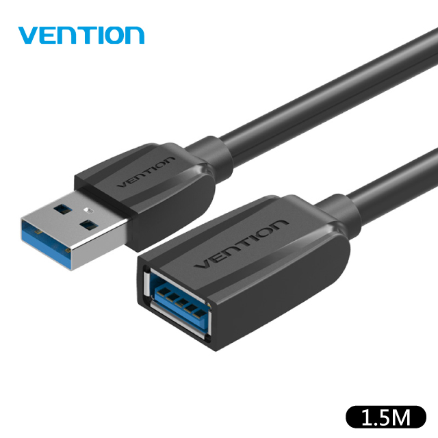 VENTION 威迅 A45系列 USB3.0 公對母 延長線 1.5M-黑色