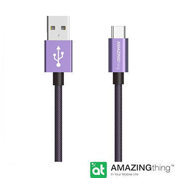 AmazingThing Micro USB 快速充電傳輸線(18cm/紫)