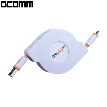 GCOMM micro-USB 強固型充電傳輸伸縮扁線 (1.8米) 溫暖橘