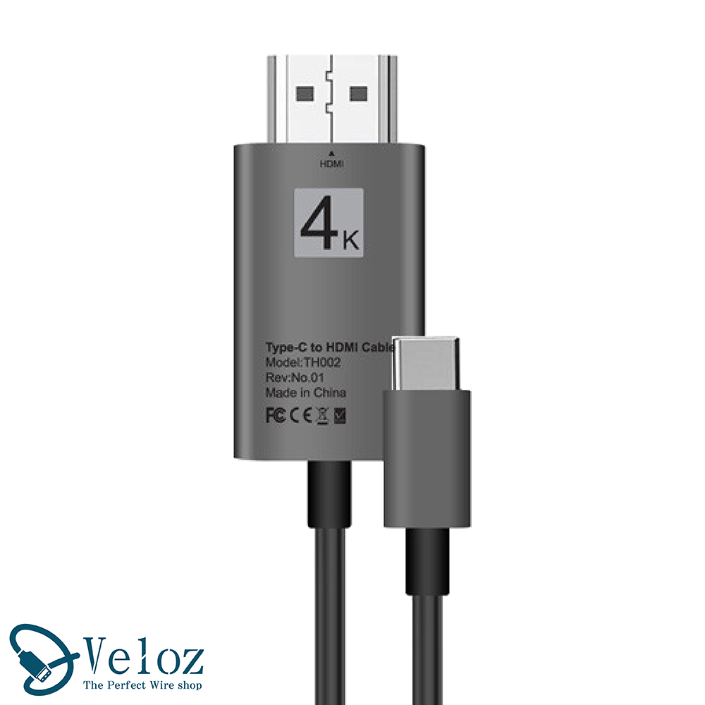 Type-C轉HDMI 2米鋁合金4K高畫質轉換線-黑色(Velo-28)