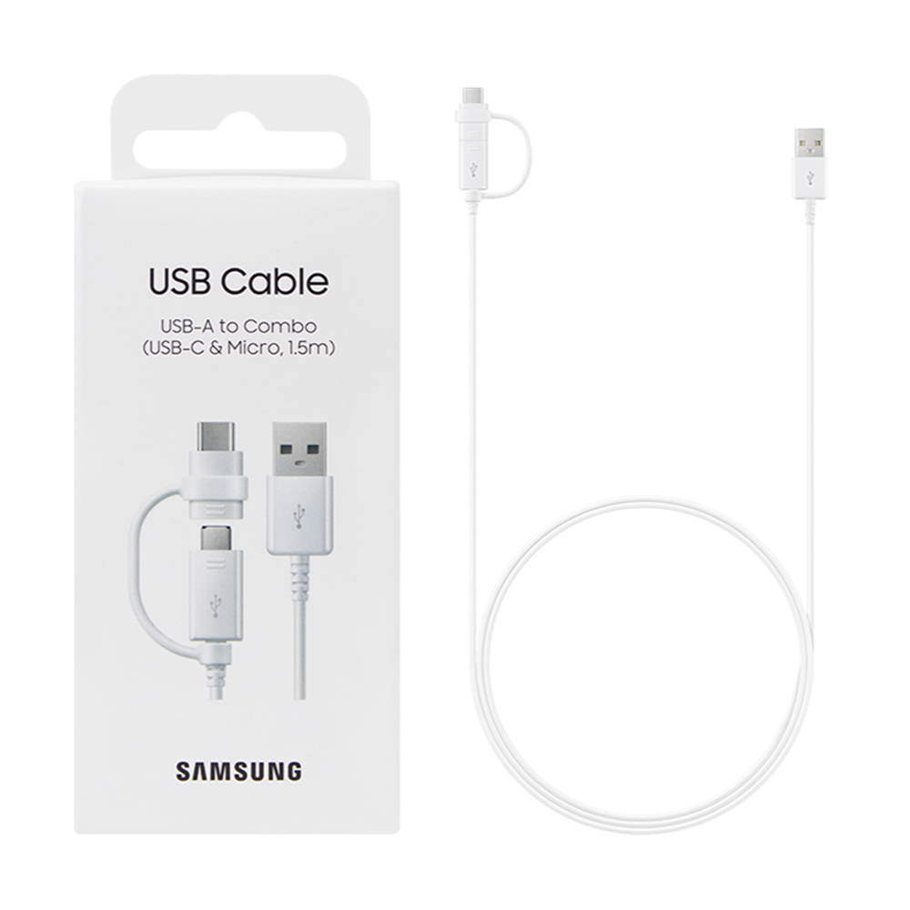 SAMSUNG 三星 原廠二合一傳輸線(Type C & Micro USB) 白色 (公司貨-盒裝)
