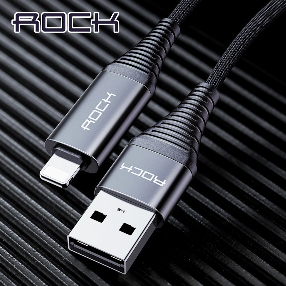 ROCK USB/lightning/Type-C四合一PD快充編織傳輸線 1M/黑色