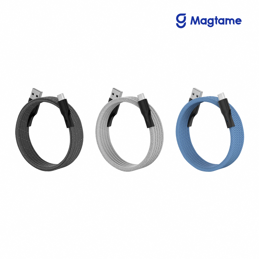 Magtame USB-A to Type-C 圓線款 磁性快收納充電傳輸線 1.5M