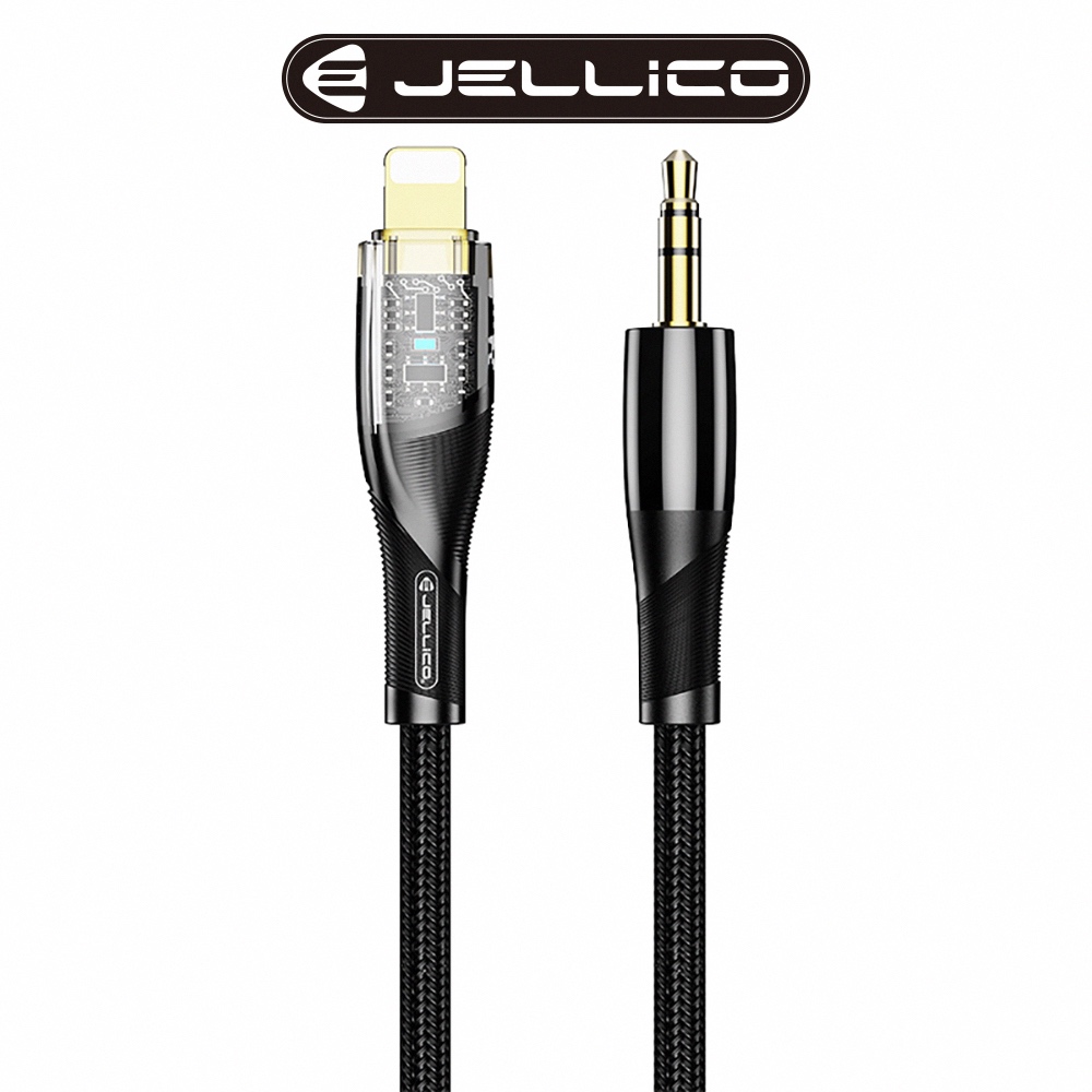 【JELLICO】1M晶透編織音源線 Lightning to 3.5mm / JEC-B21-BKL