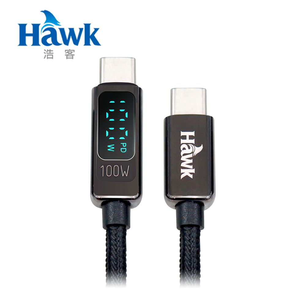 Hawk C to C功率顯示快充線(100W)