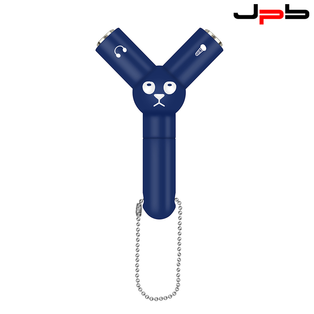 [ JPB 3.5mm 耳機一分二 Y型 音源轉接頭 耳機分線器 - 藍色