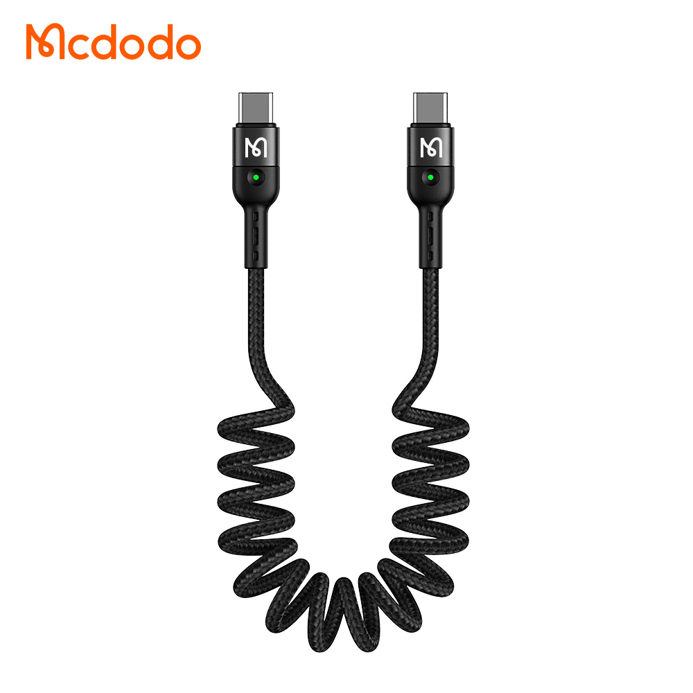 (2入組)【麥多多Mcdodo】 急速PD 60W 彈簧伸縮 LED 充電 傳輸線 1.8m