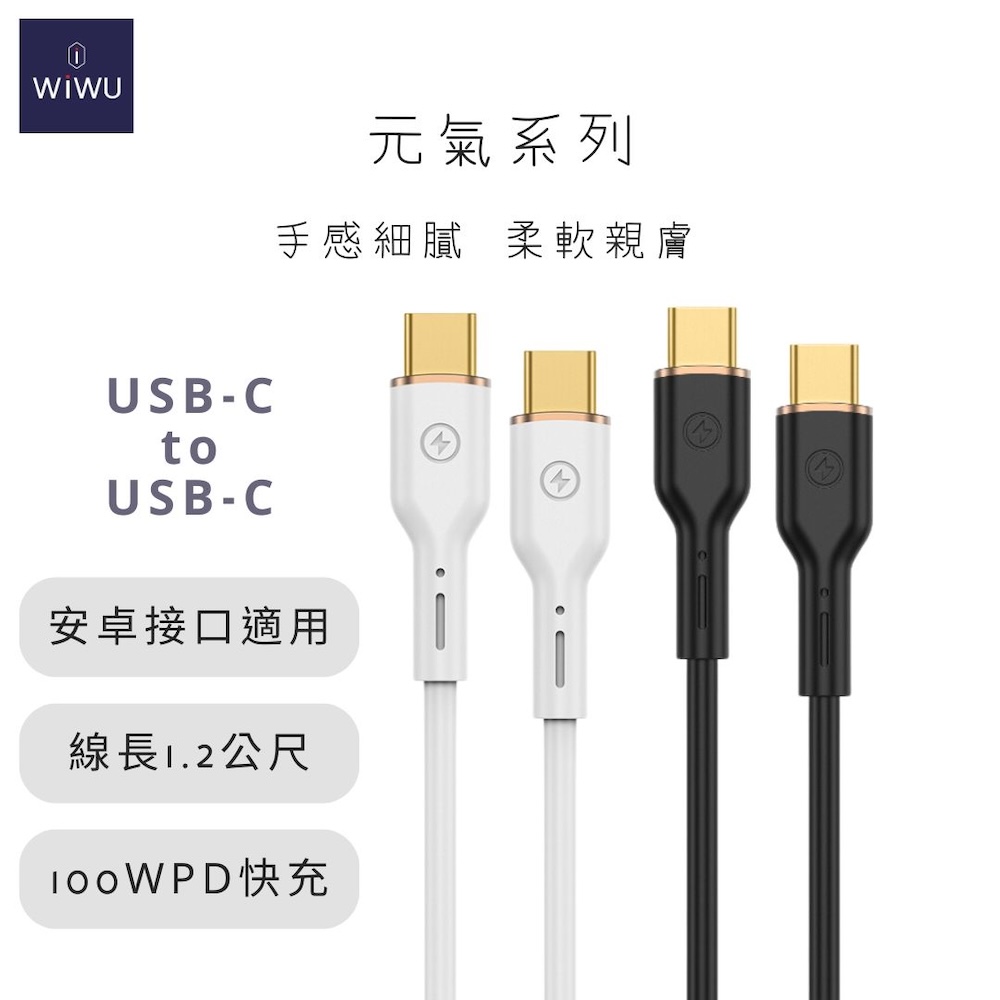 WiWU 元氣系列 100W快充數據線YQ02 TYPE-C 1.2米