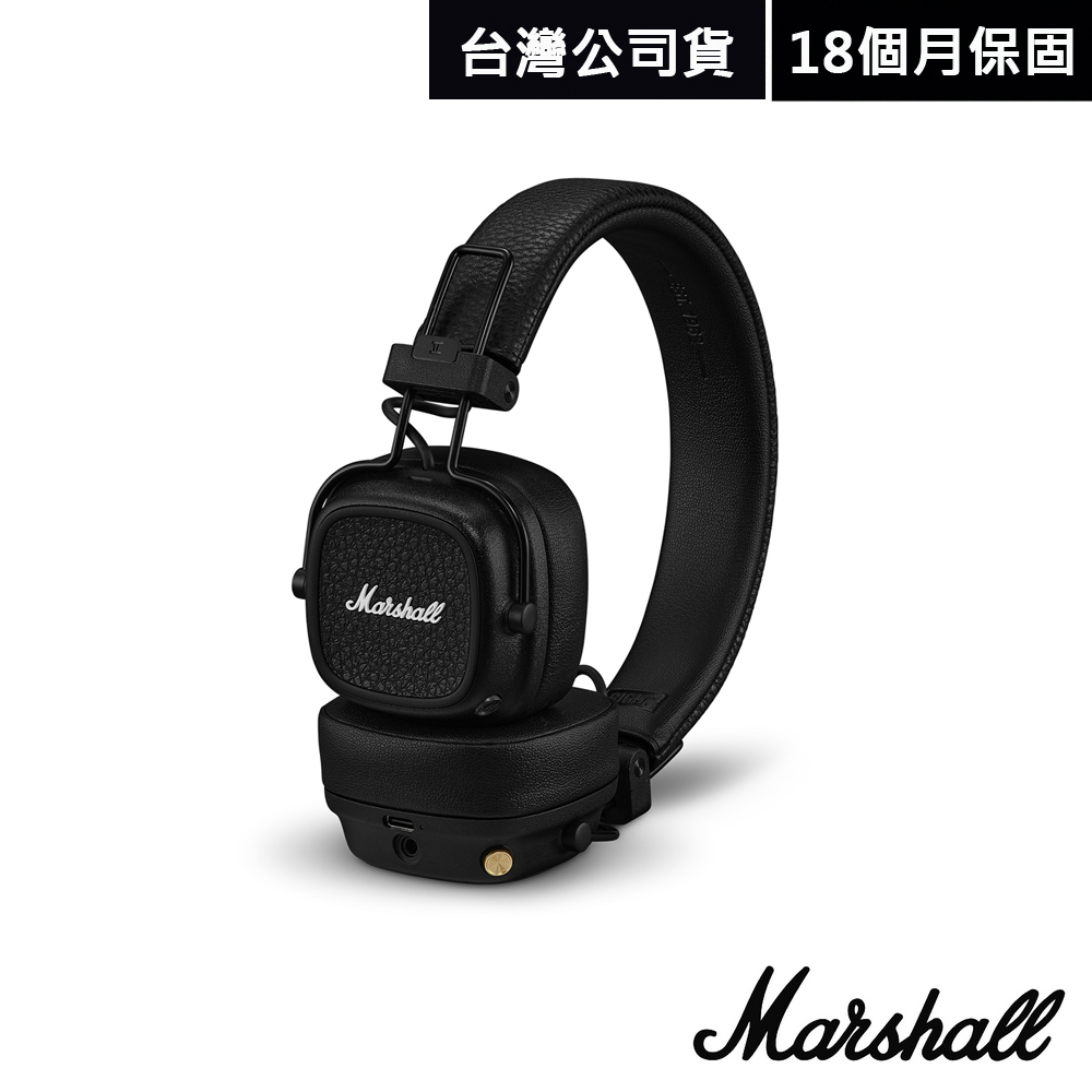 Marshall Major V 藍牙耳罩式耳機-第五代經典黑