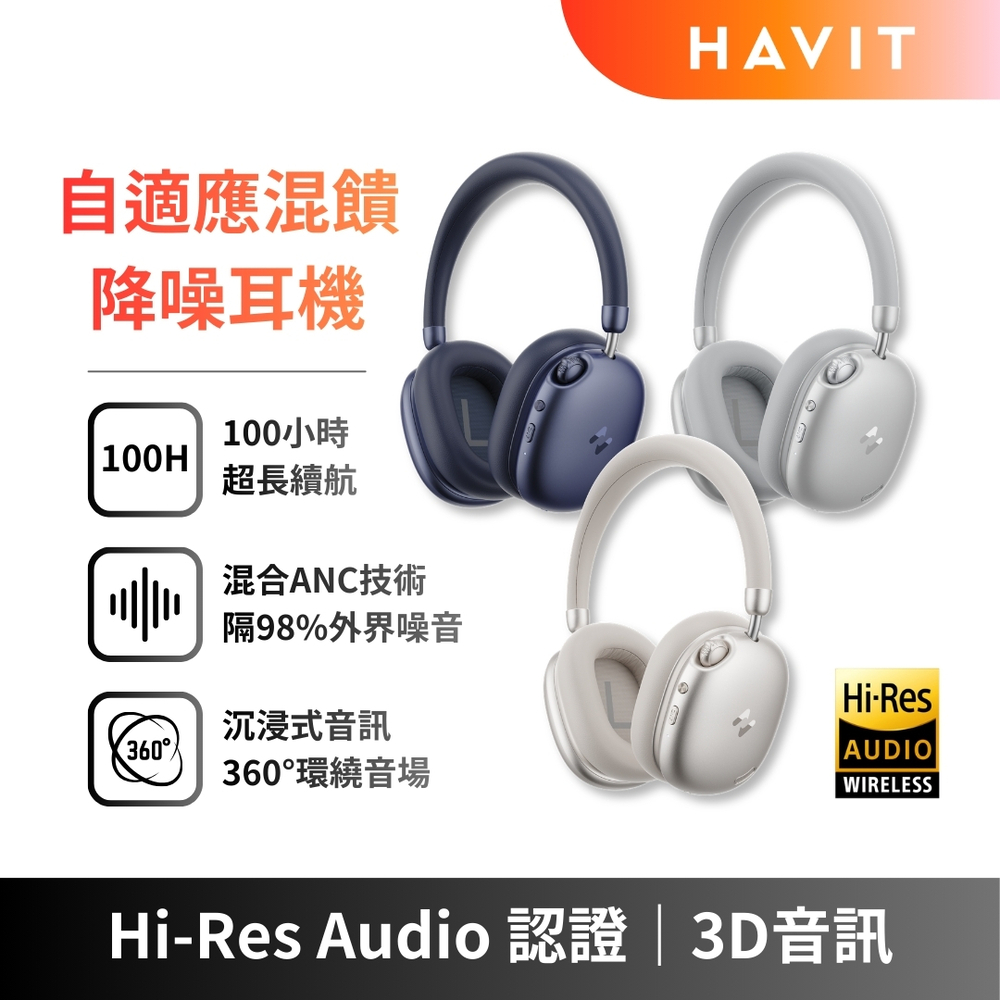 Havit H668BT 長續航靜界ANC藍牙耳罩式耳機