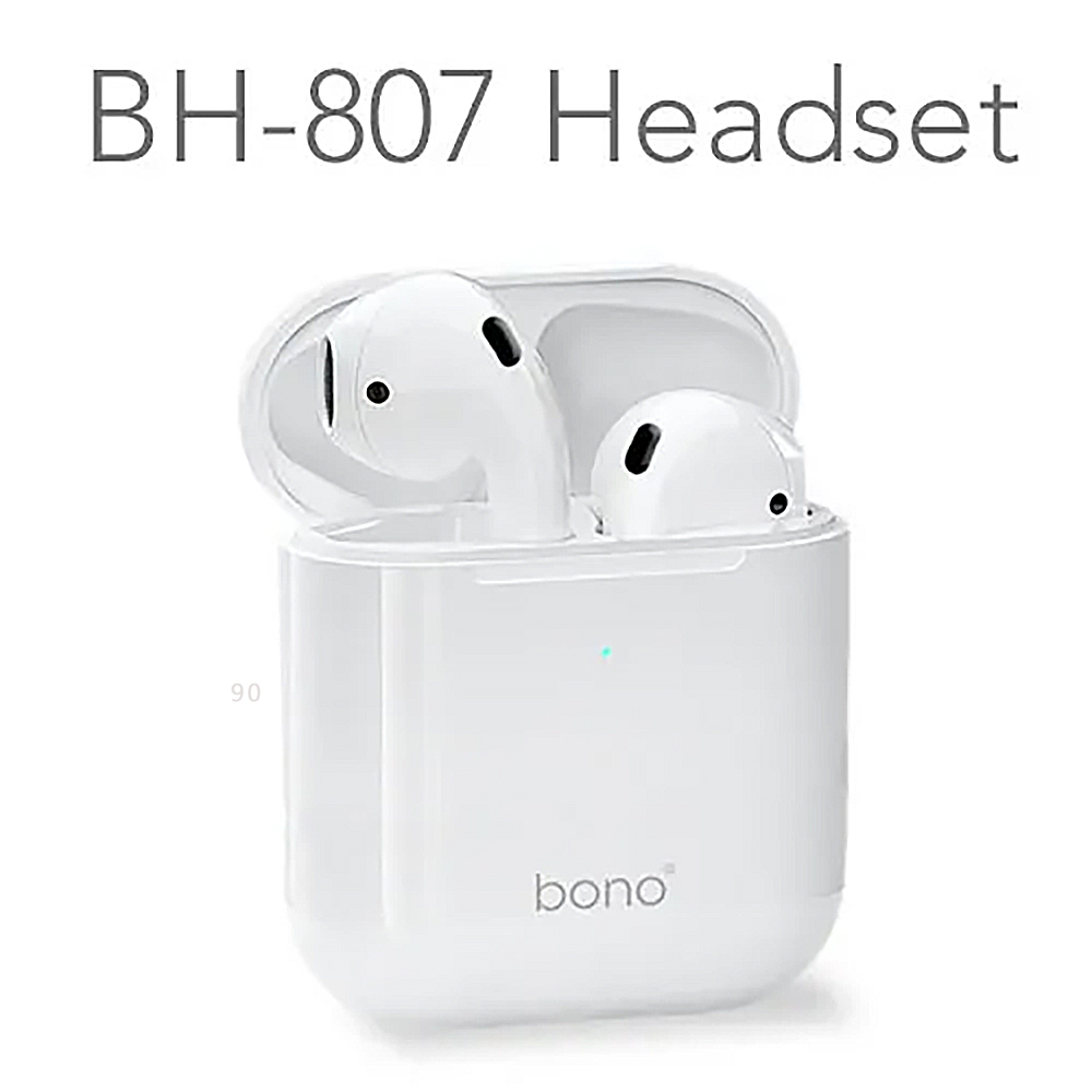 【Bono】BH-807 第二代真無線5.0立體聲藍芽耳機(TWS藍芽/立體聲/HIFI音質/經典白)