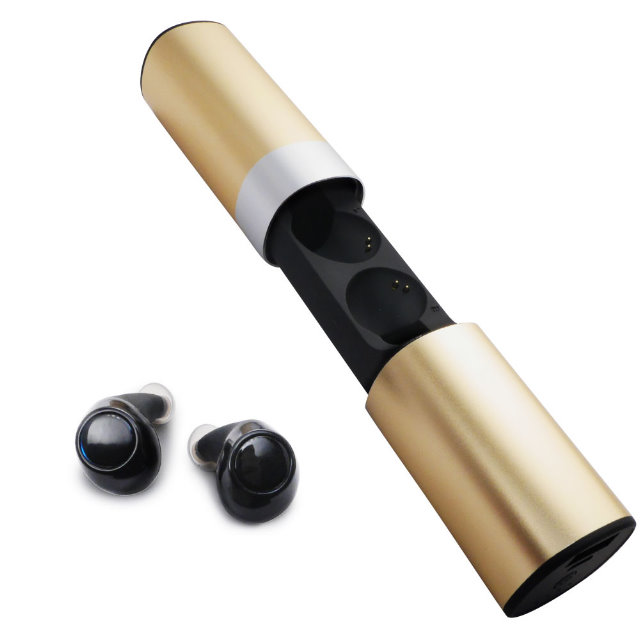 防水超時尚極致音效傳輸藍牙5.0雙耳式藍牙耳機-香檳金