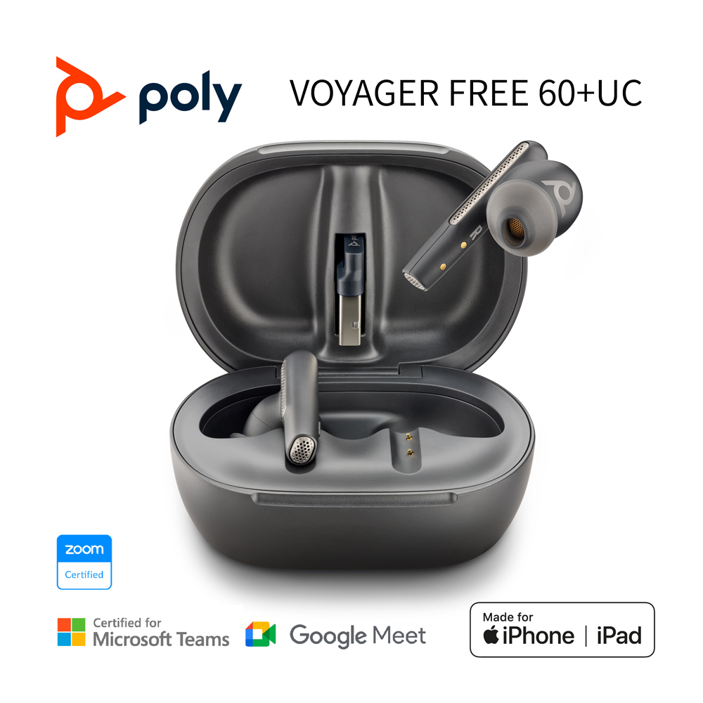 POLY Voyager Free 60+ UC 真無線商務降噪音樂耳機