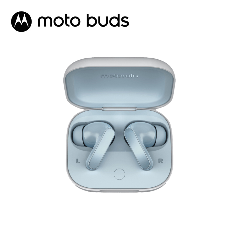 Motorola 摩托羅拉 Buds 藍芽無線入耳式耳機，採用 12.4mm 驅動單體，提供 LHDC 5.0/AAC/SBC/LC3 高解析音質。耳機續航最高 9 小時（ANC 關閉），搭配充電盒總續航達 42 小時，10 分鐘快充即享 2 小時播放。入耳式配戴舒適，顏色選擇黑色系/藍色系，總重僅 51g。相容 Android/iOS 系統，藍芽 5.0 以上傳輸，充電盒尺寸 60x49x24.3mm。具 BSMI/NCC 認證，保固 1 年。完美適合日常音樂聆聽與通勤使用，無防水/防塵設計，請注意使用環境。